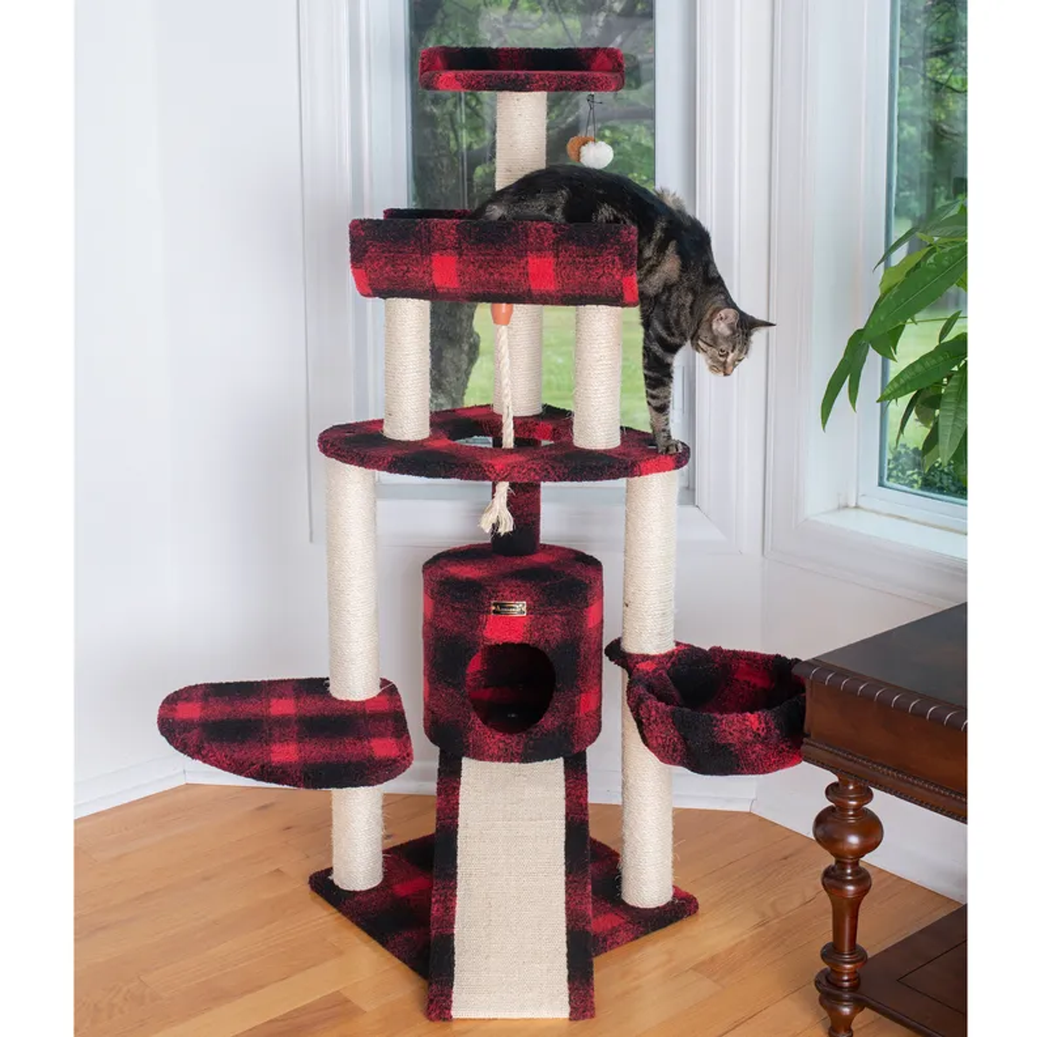 Armarkat Real Wood Spacious Thick Fur Cat Tower W Lounge BEIGE-5