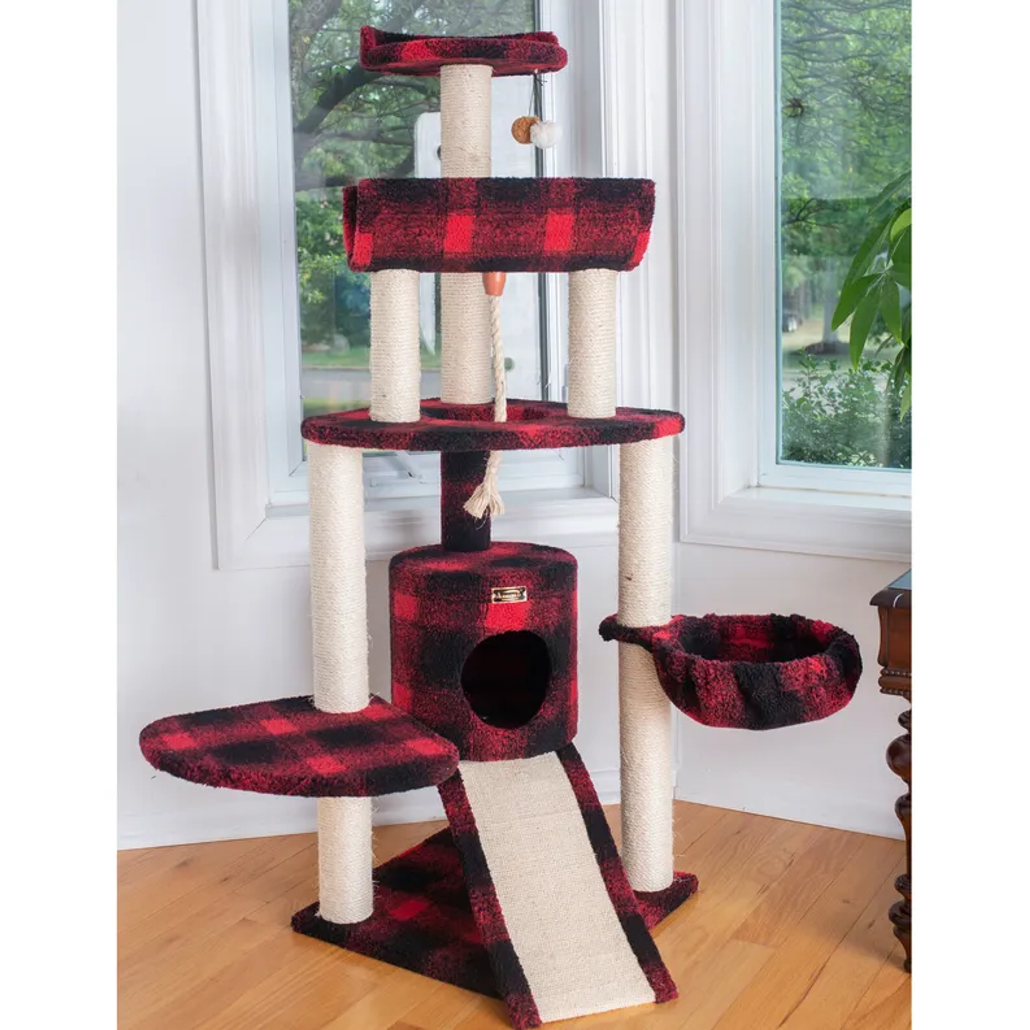 Armarkat Real Wood Spacious Thick Fur Cat Tower W Lounge BEIGE-6