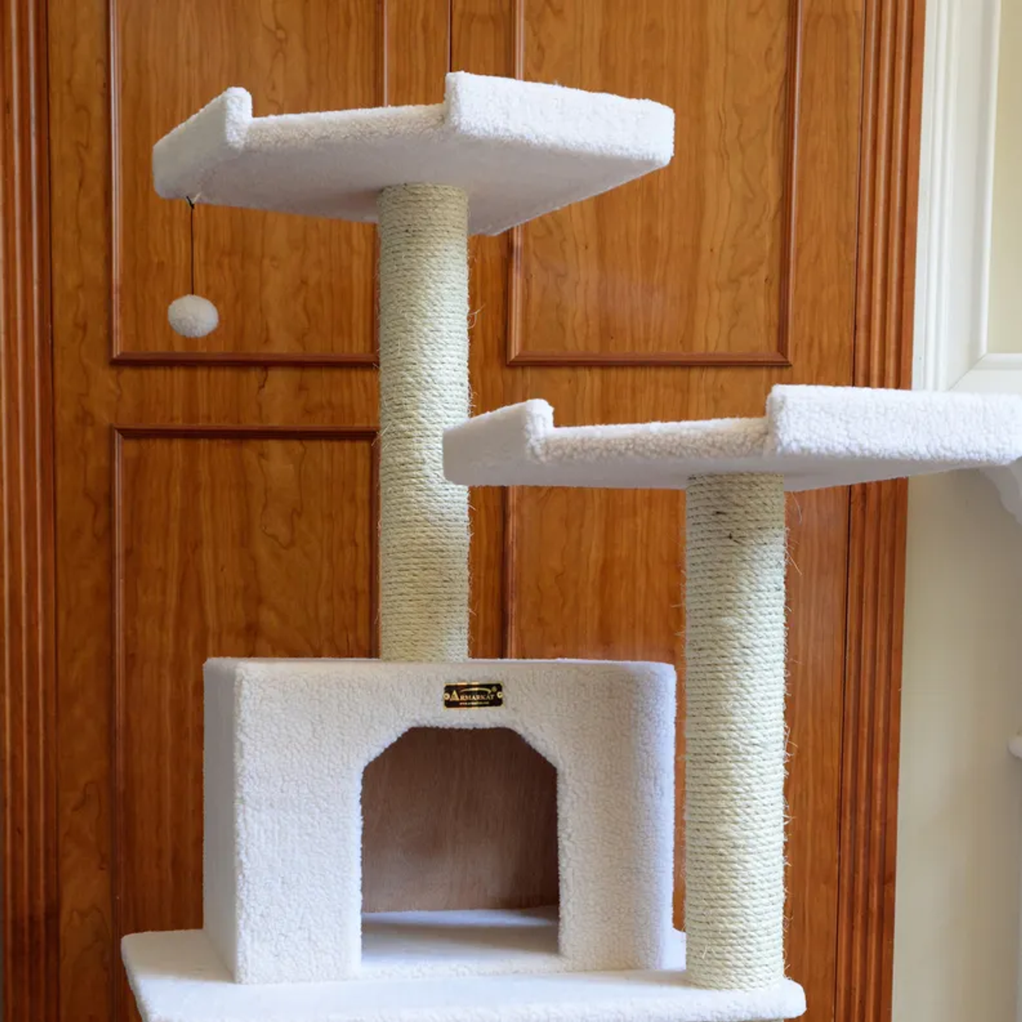 Real Wood B7801 Classic Cat Tree In Ivory 6 Levels Playhouse-4