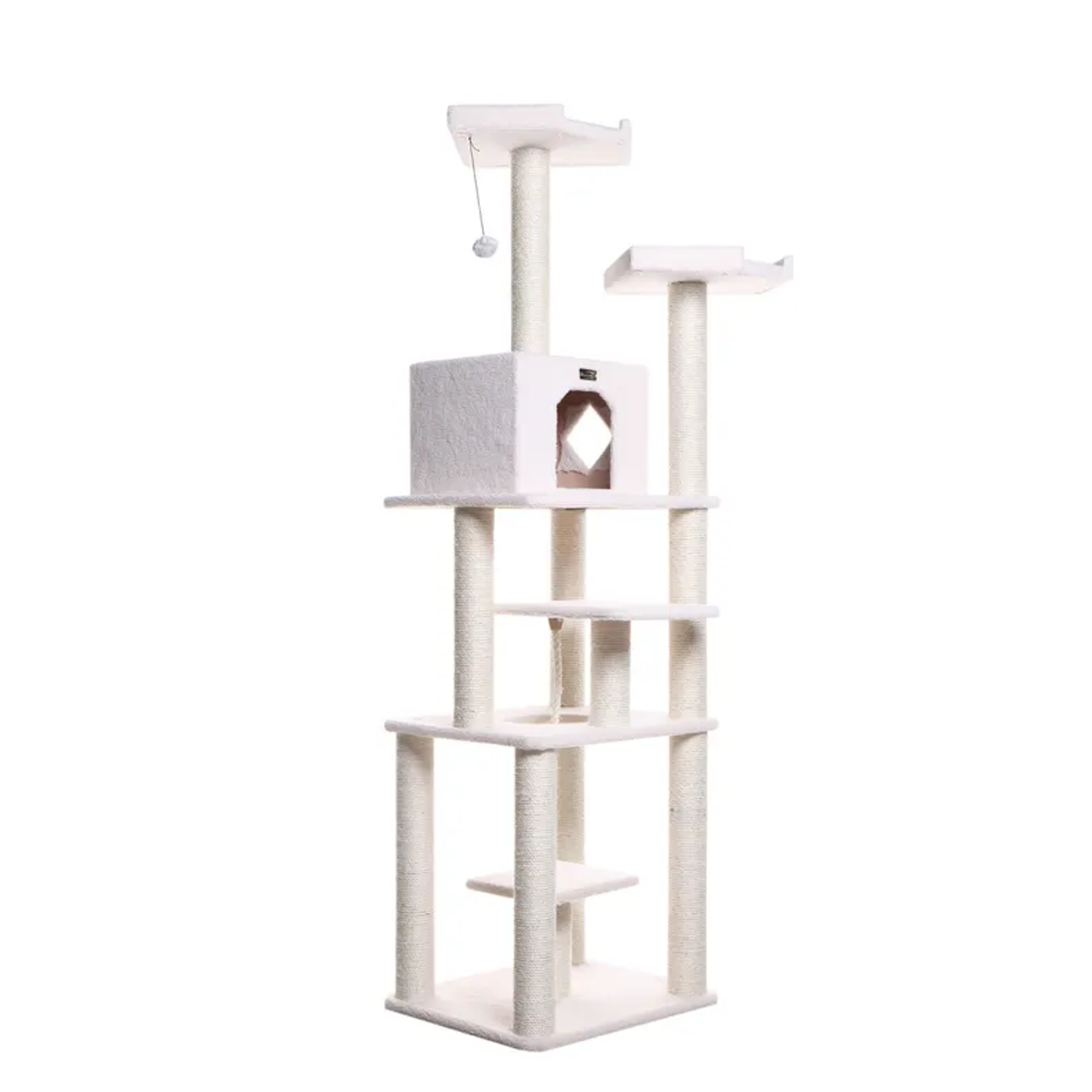 Real Wood B7801 Classic Cat Tree In Ivory 6 Levels Playhouse-7