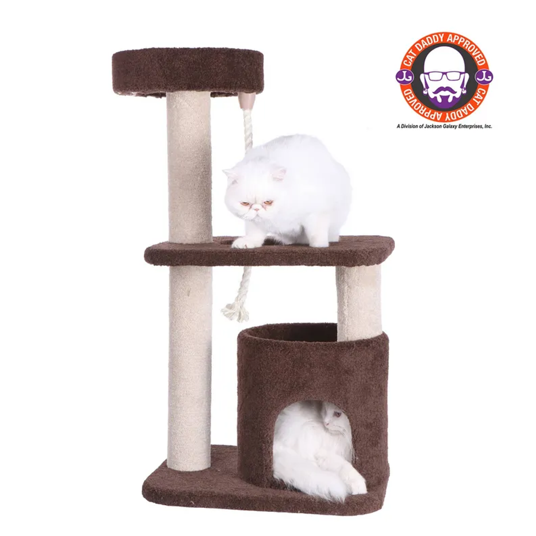 Real Wood 3-Tier Carpeted Cat Tree Condo Kitten Play House-2