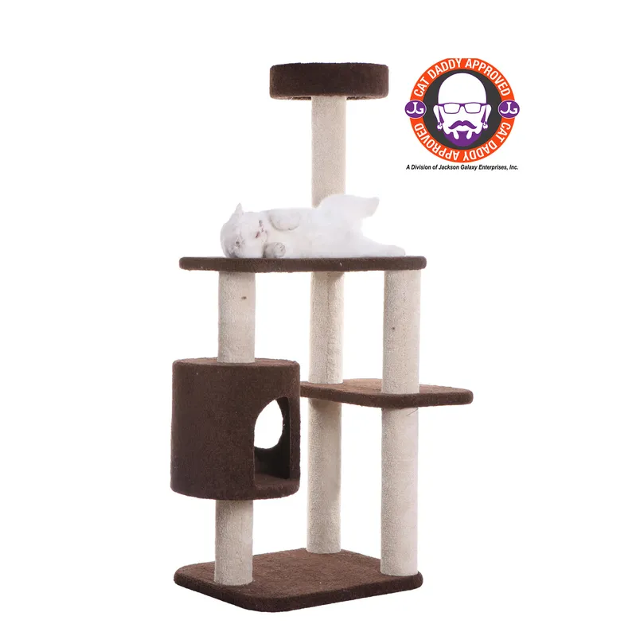 Real Wood 3-Level Carpeted Cat Tree Condo Kitten Play House
