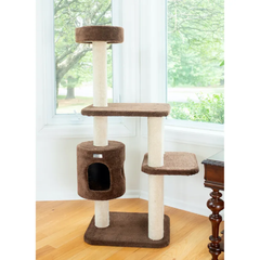 Real Wood 3-Level Carpeted Cat Tree Condo Kitten Play House-2