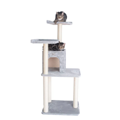 GleePet 57-Inch Cat Tree Two-Door Real Wood Condo Gray-2