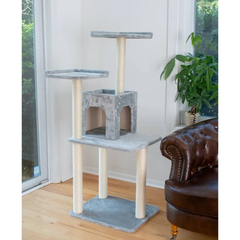 GleePet 57-Inch Cat Tree Two-Door Real Wood Condo Gray-3