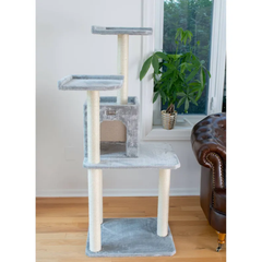 GleePet 57-Inch Cat Tree Two-Door Real Wood Condo Gray-4