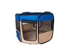 Armarkat PP001B-M Portable Pet Playpen In Blue and BGE Combo-2