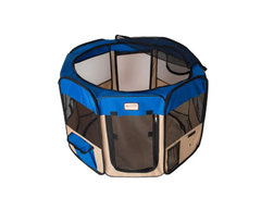 Armarkat PP001B-M Portable Pet Playpen In Blue and BGE Combo-3