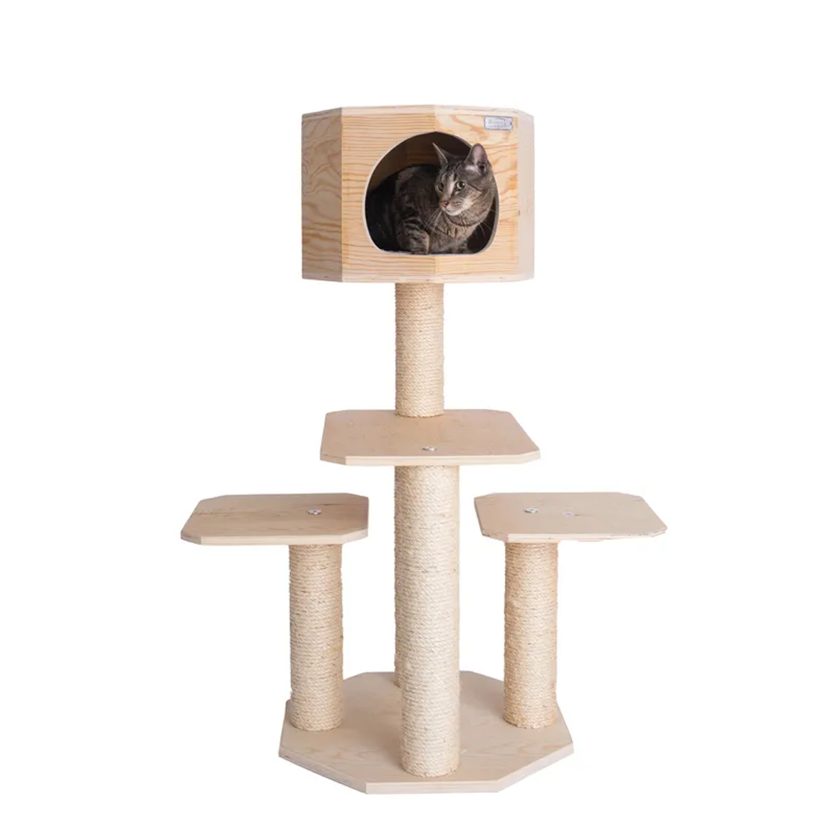 Armarkat Premium Scots Pine, Solid Wood Cat Tree 46" Tall