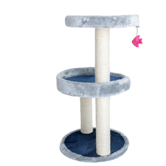 3 Level Real Wood Cat scratcher, x2905, Gray W Plush Perch-2