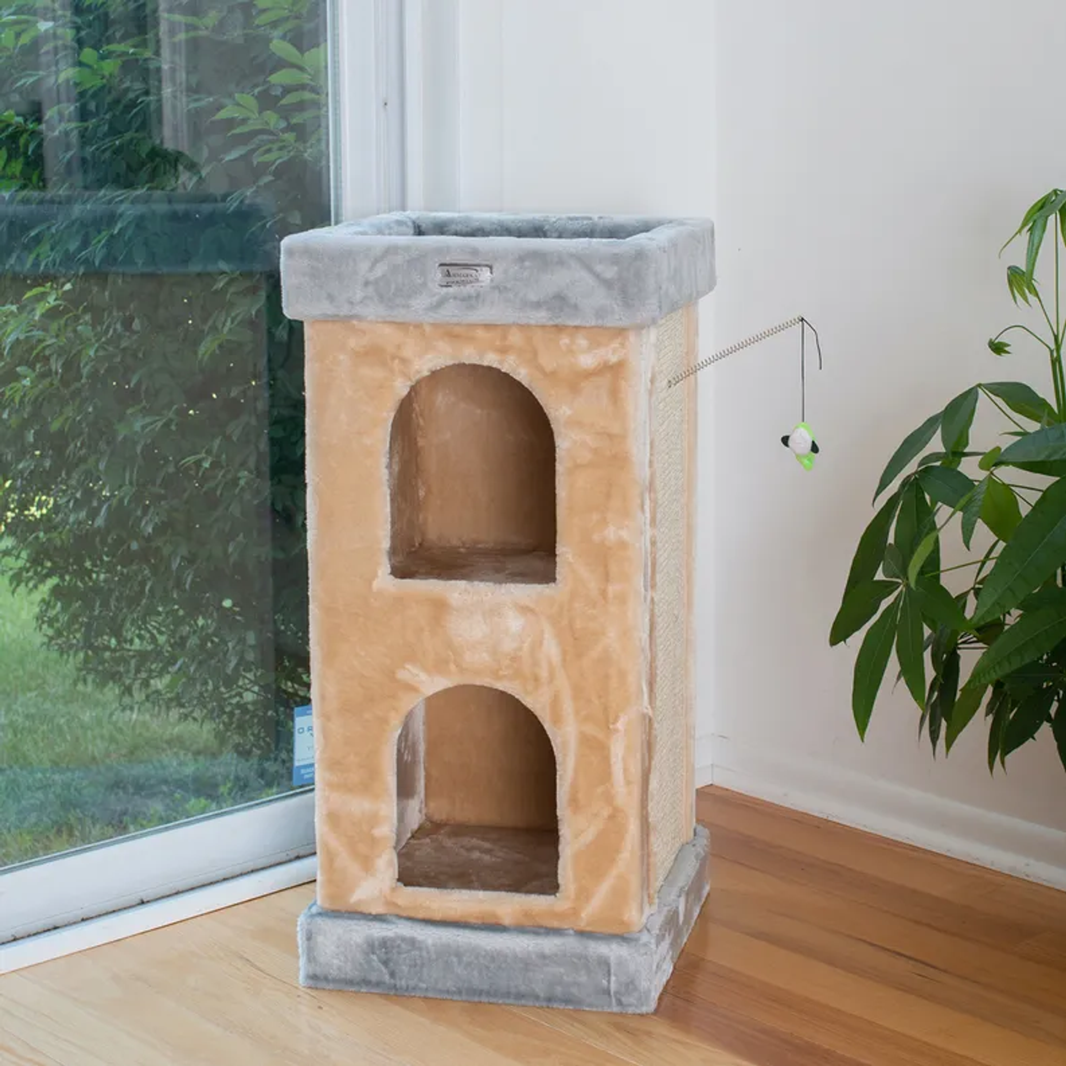 Armarkat Real Wood Double Condo Cat House With Carpet-4