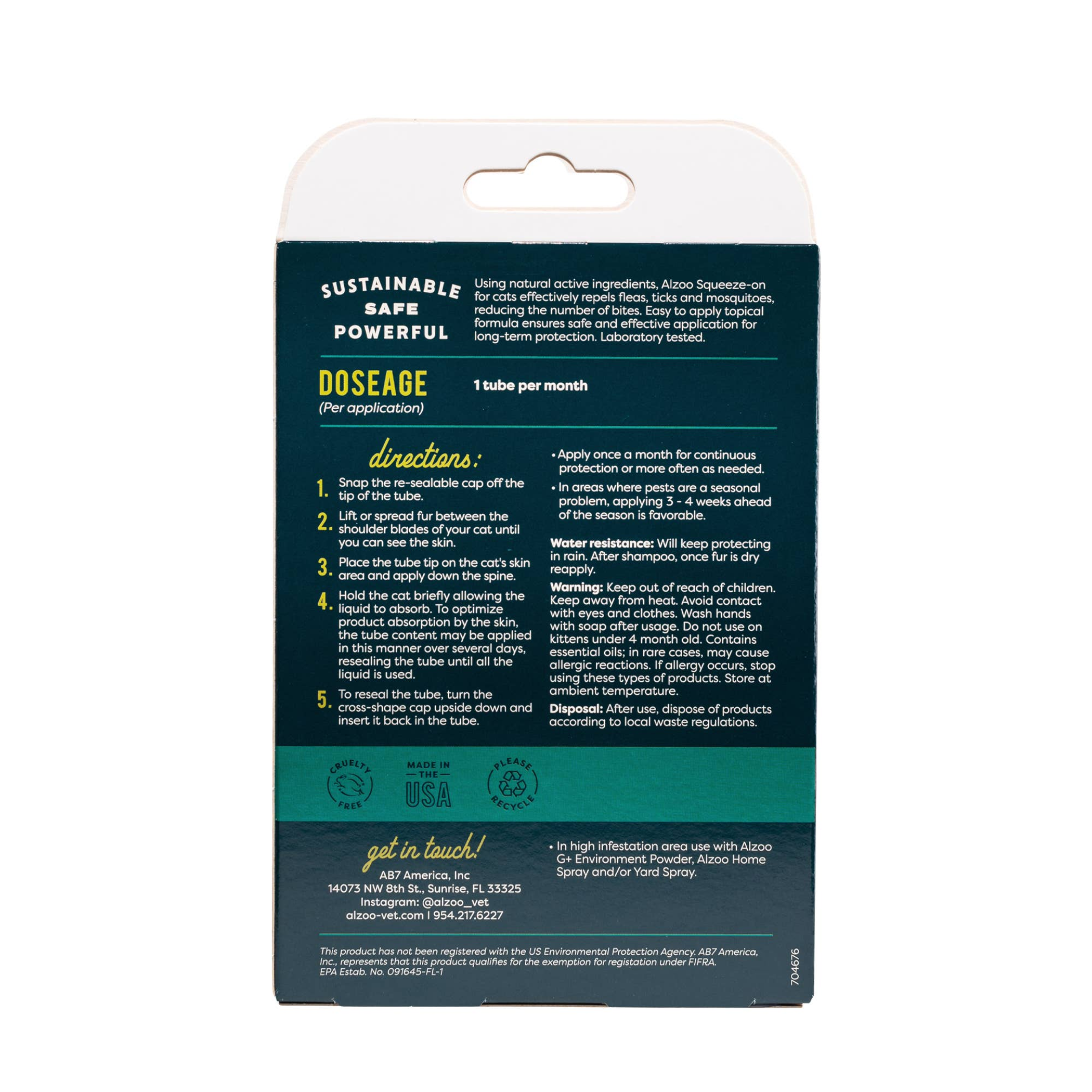 ALZOO Plant-Based Flea & Tick Repellent Squeeze-On Cat-3