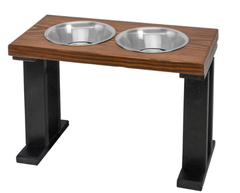 Farmhouse 2 Bowl Elevated Regular Feeder 16 Inch Black/Chestnut