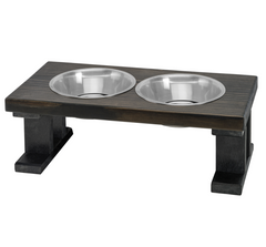 Farmhouse 2 Bowl Elevated Regular Feeder 8 Inch Black/Ebony