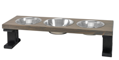 Farmhouse 3 Bowl Elevated Regular Feeder 8 Inch Black/Gray