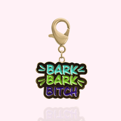 Bark Bark Bitch Dog Collar Charm Gold