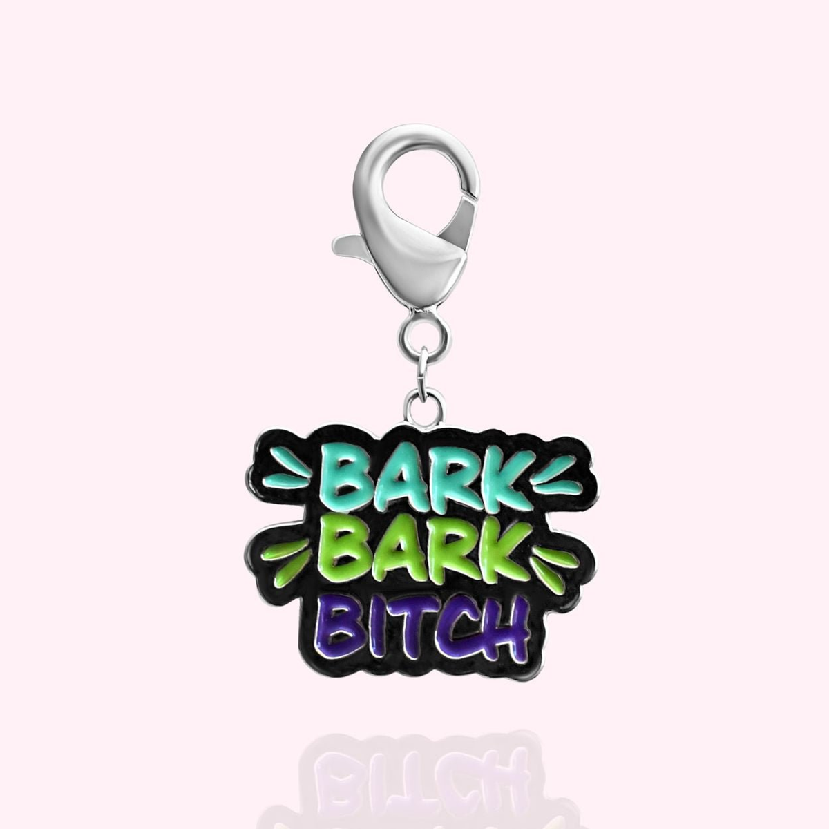 Bark Bark Bitch Dog Collar Charm Silver