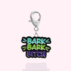 Bark Bark Bitch Dog Collar Charm Silver