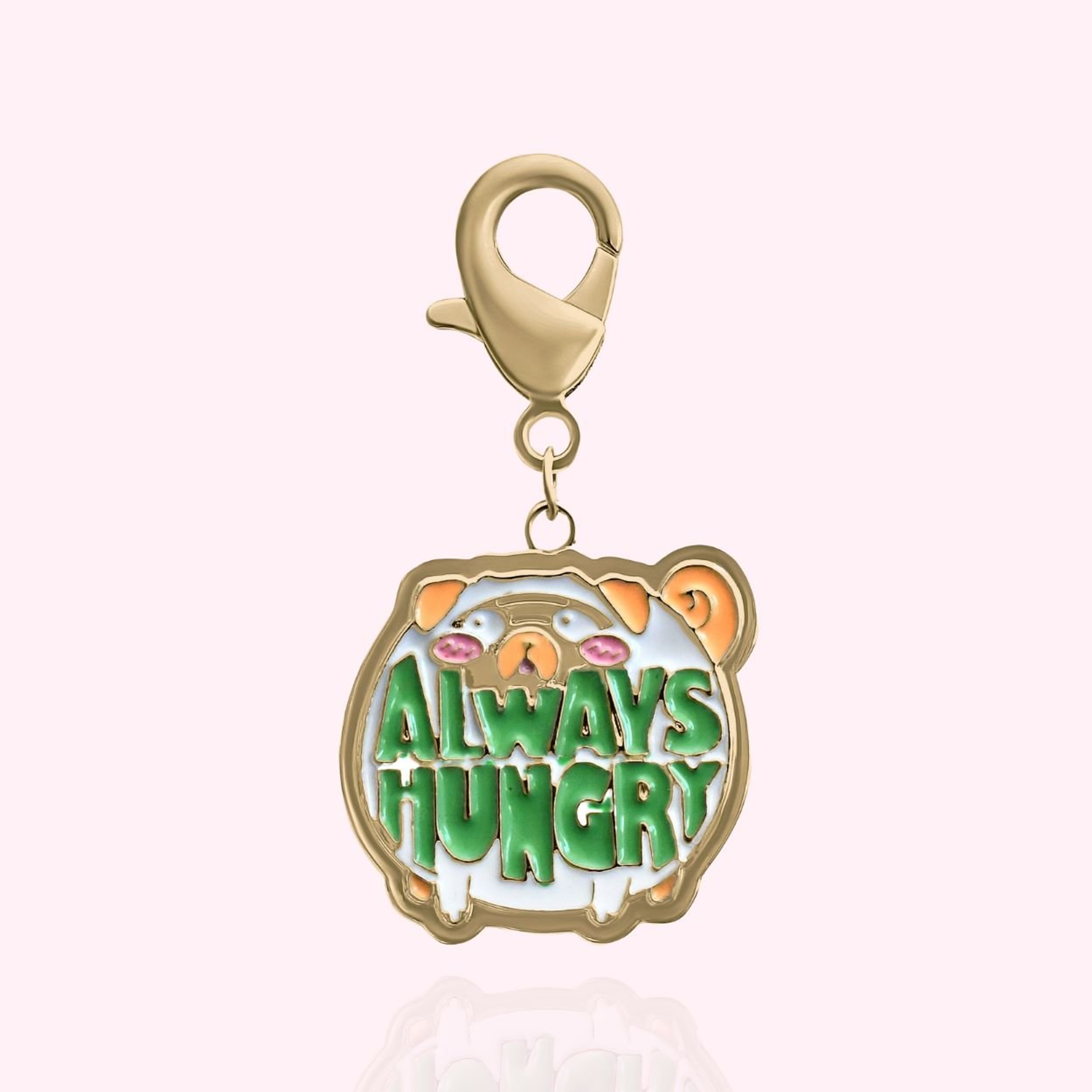 Always Hungry Dog Collar Charm Gold
