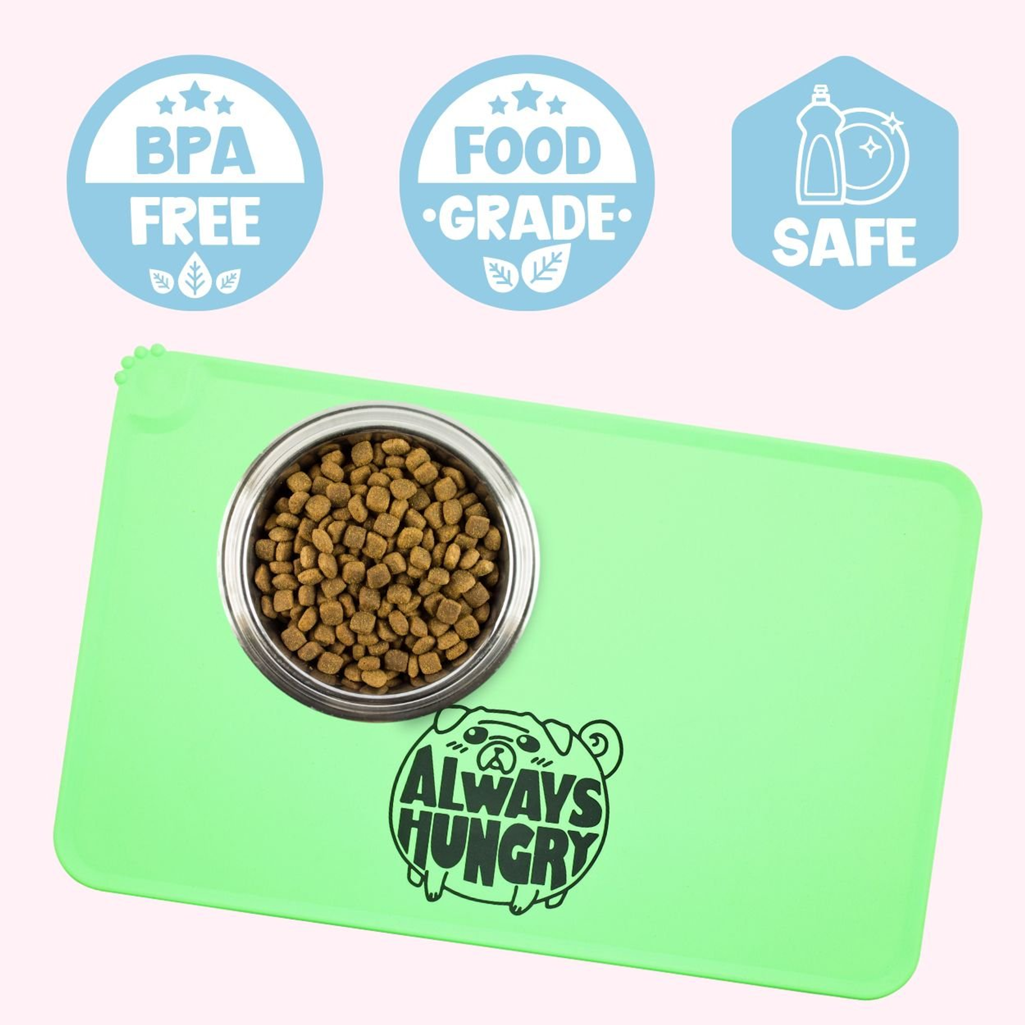 Always Hungry Green Dog Food Mat-2