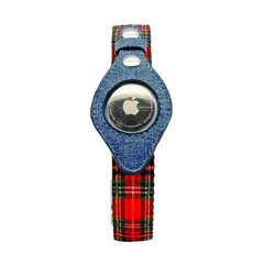 Apple Airtag Collar XS Red Plaid & Denim-4