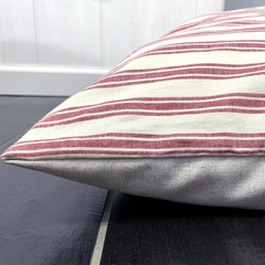 Marblehead Light Red Ticking Stripe Farmhouse Duvet Style Dog Bed S-2