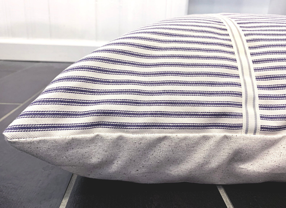 Naval Rigging Vintage Farmhouse Navy Ticking Dog Bed L
