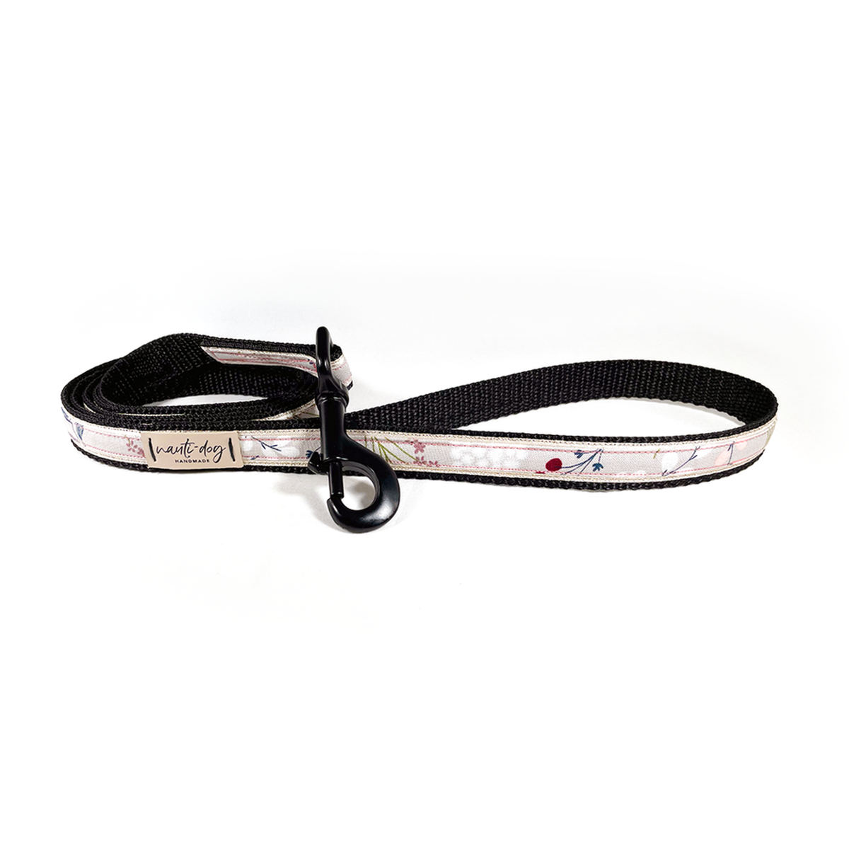 Elderberry Silver Fall Mod Floral Ribbon Dog Leash Gold