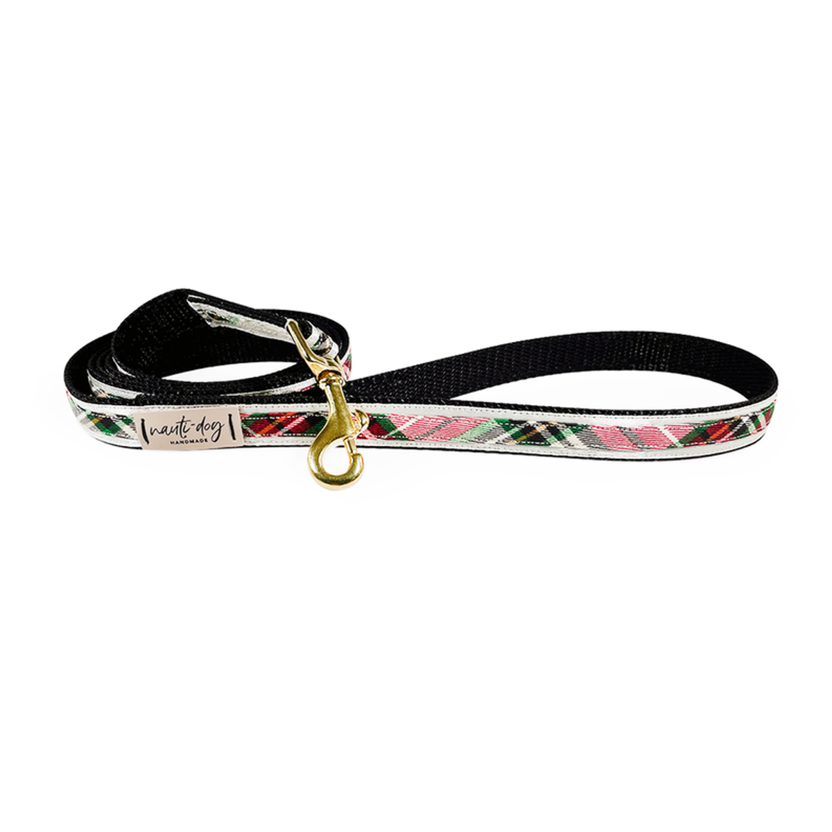 Sullivan Christmas Scottish Red & Green Tartan Plaid Ribbon Dog Leash Gold
