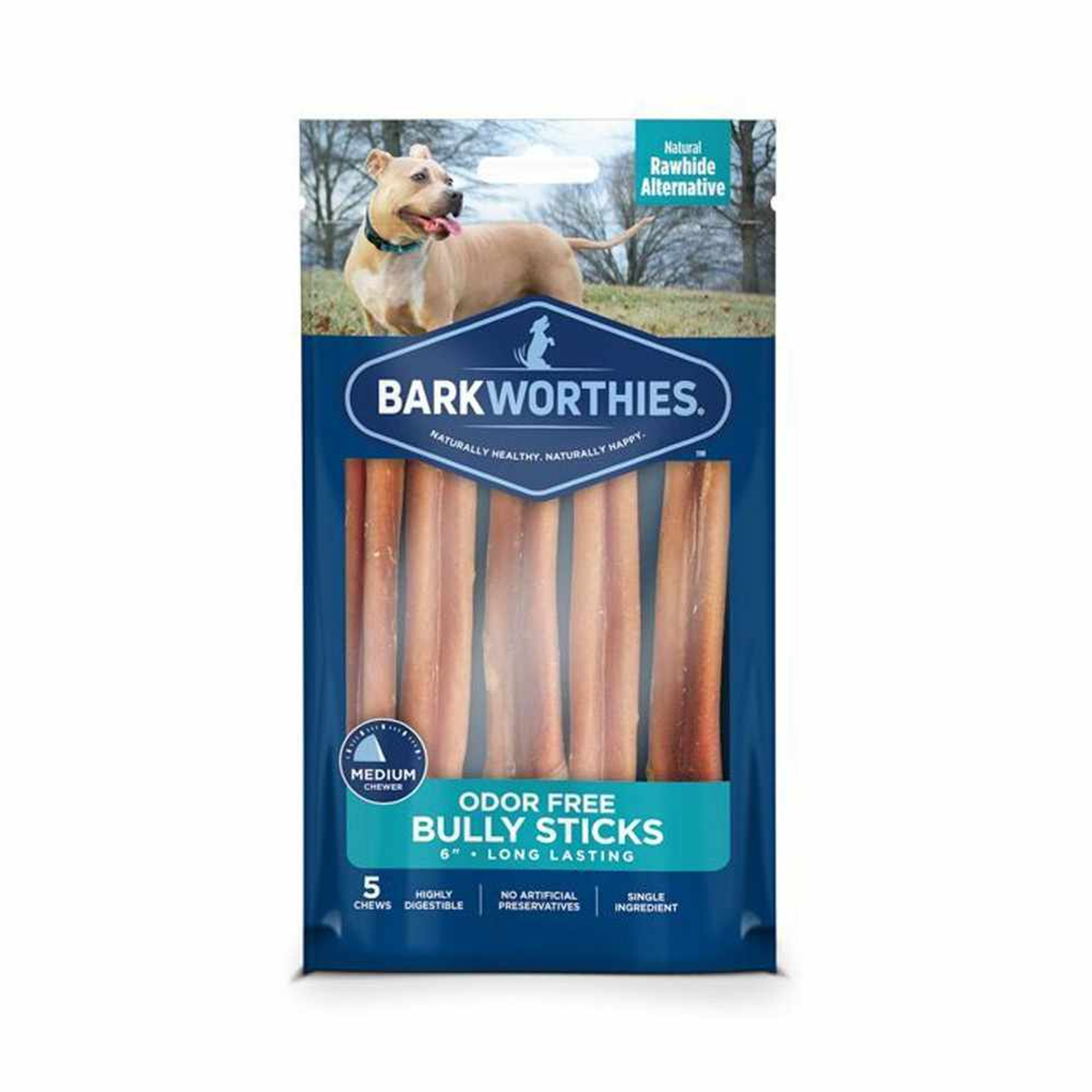 Barkworthies Bully Stick - Odor Free 6'' (5-Pack SURP)