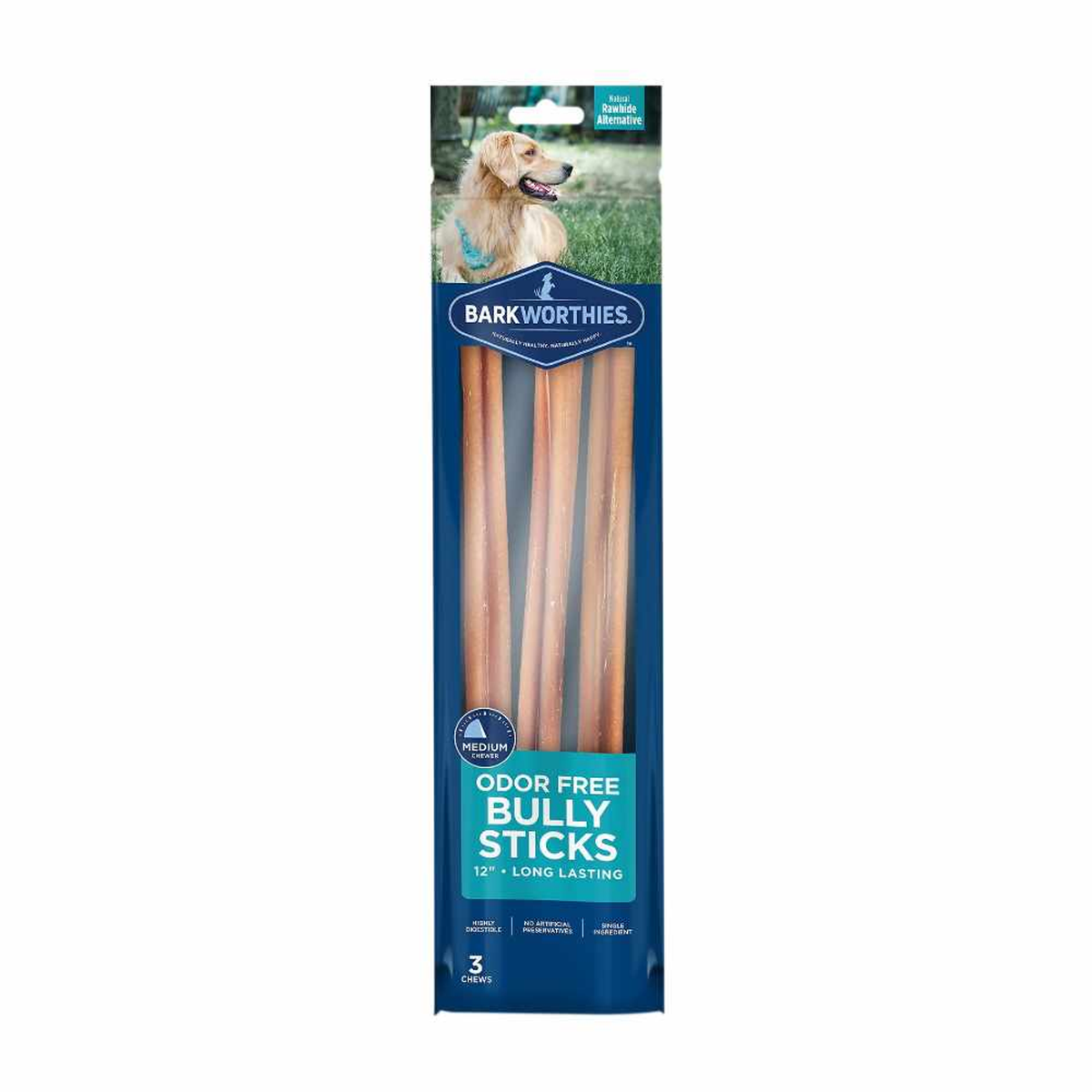 Barkworthies Bully Stick - Odor Free 12'' (3-Pack SURP)