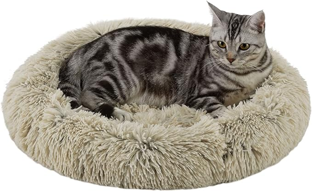 Best Friends by Sheri Cat Donut Bed 21x21 Taupe