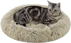 Best Friends by Sheri Cat Donut Bed 21x21 Taupe