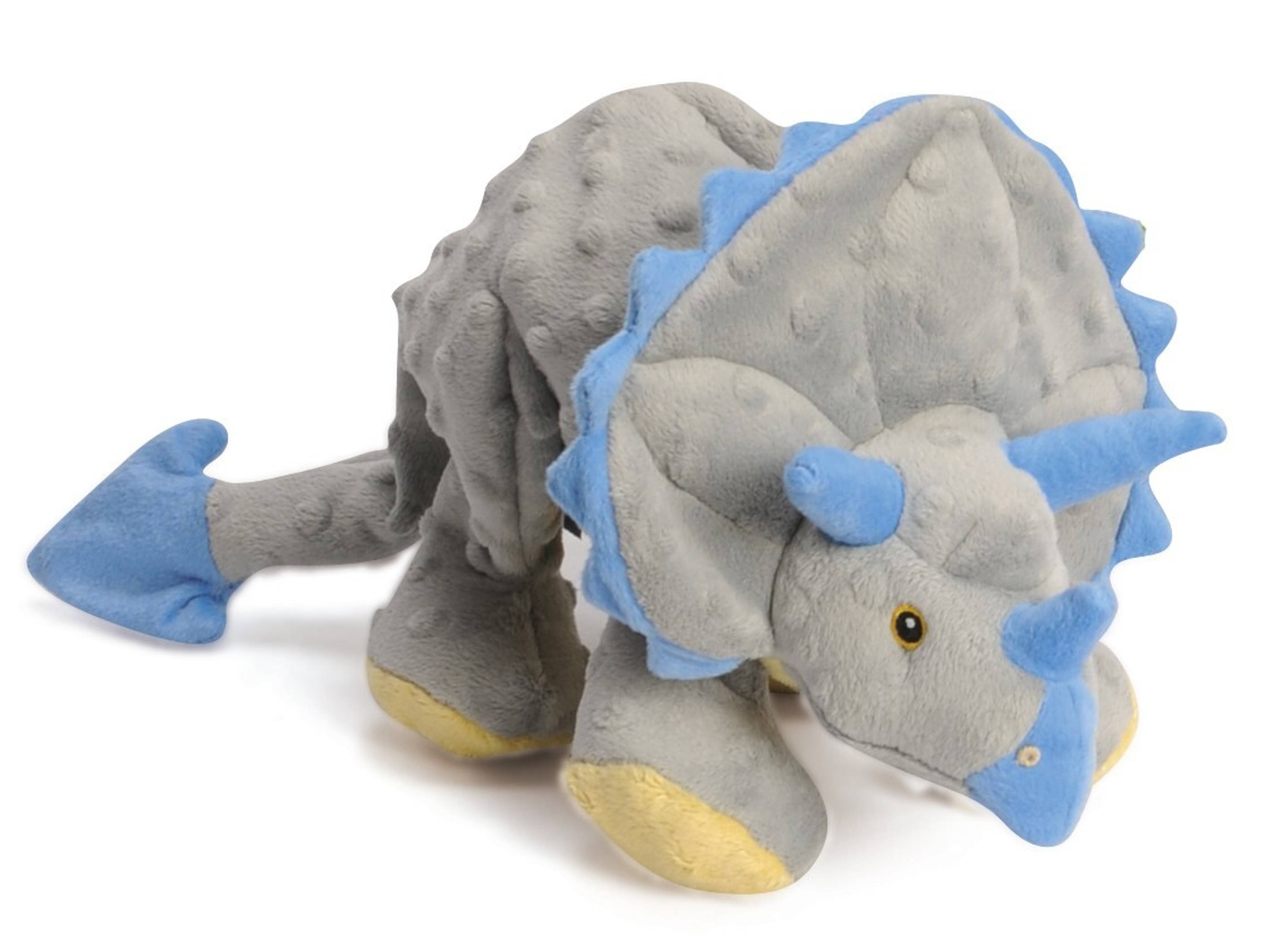 goDog Dinos Frills Triceratops w/Chew Guard Plush Dog Toy Large Grey