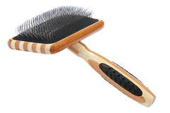 Bass Brushes- De-matting Pet Brush Slicker Style Large Striped Bamboo