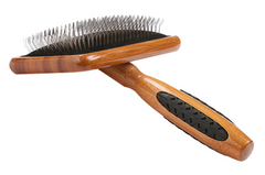Bass Brushes- De-matting Pet Brush Slicker Style Large Dark Bamboo