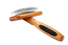 Bass Brushes- De-matting Pet Brush Slicker Style Small Dark Bamboo
