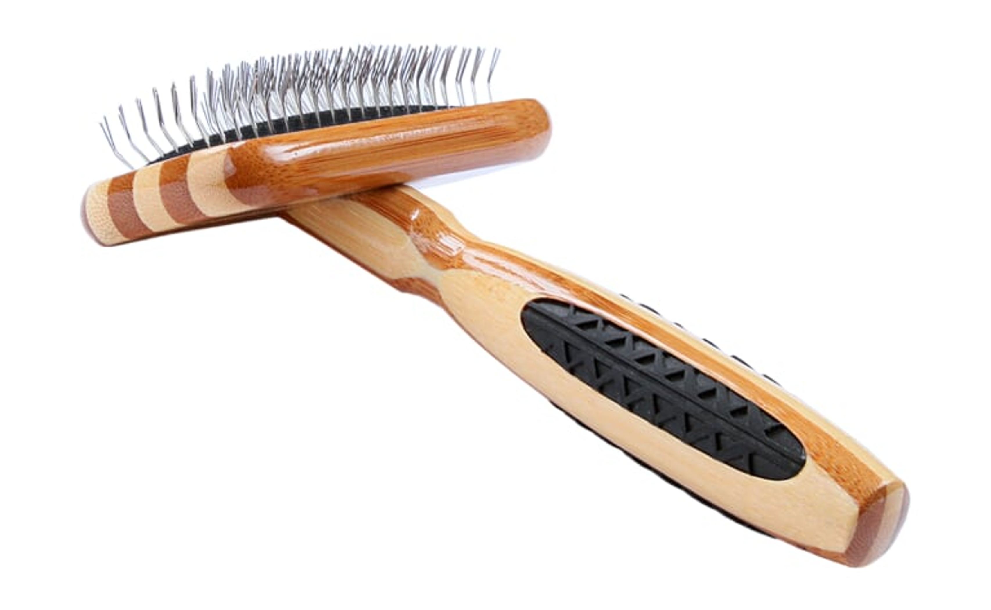 Bass Brushes- De-matting Pet Brush Slicker Style Small Striped Bamboo