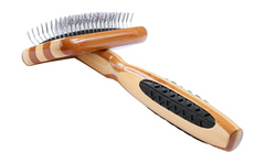 Bass Brushes- De-matting Pet Brush Slicker Style Small Striped Bamboo