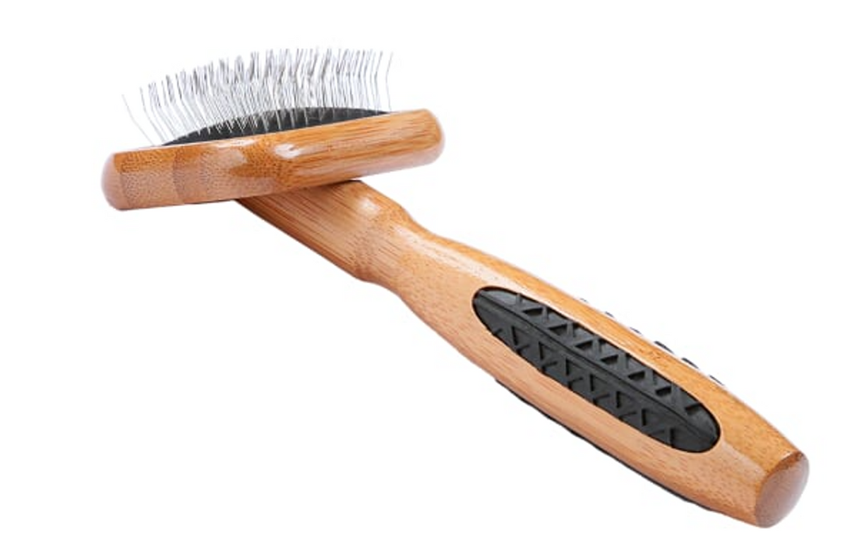 Bass Brushes- De-matting Pet Brush Slicker Style Extra Small Dark Bamboo