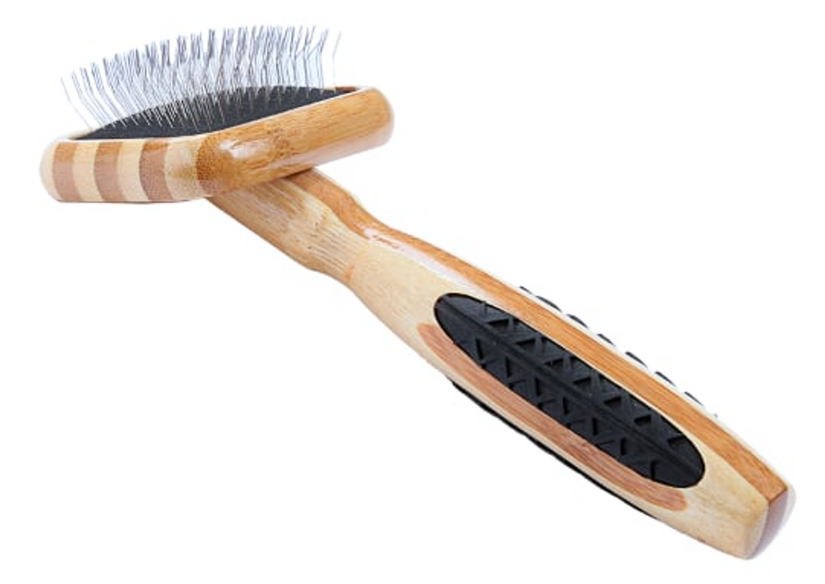Bass Brushes- De-matting Pet Brush Slicker Style Extra Small Striped Bamboo