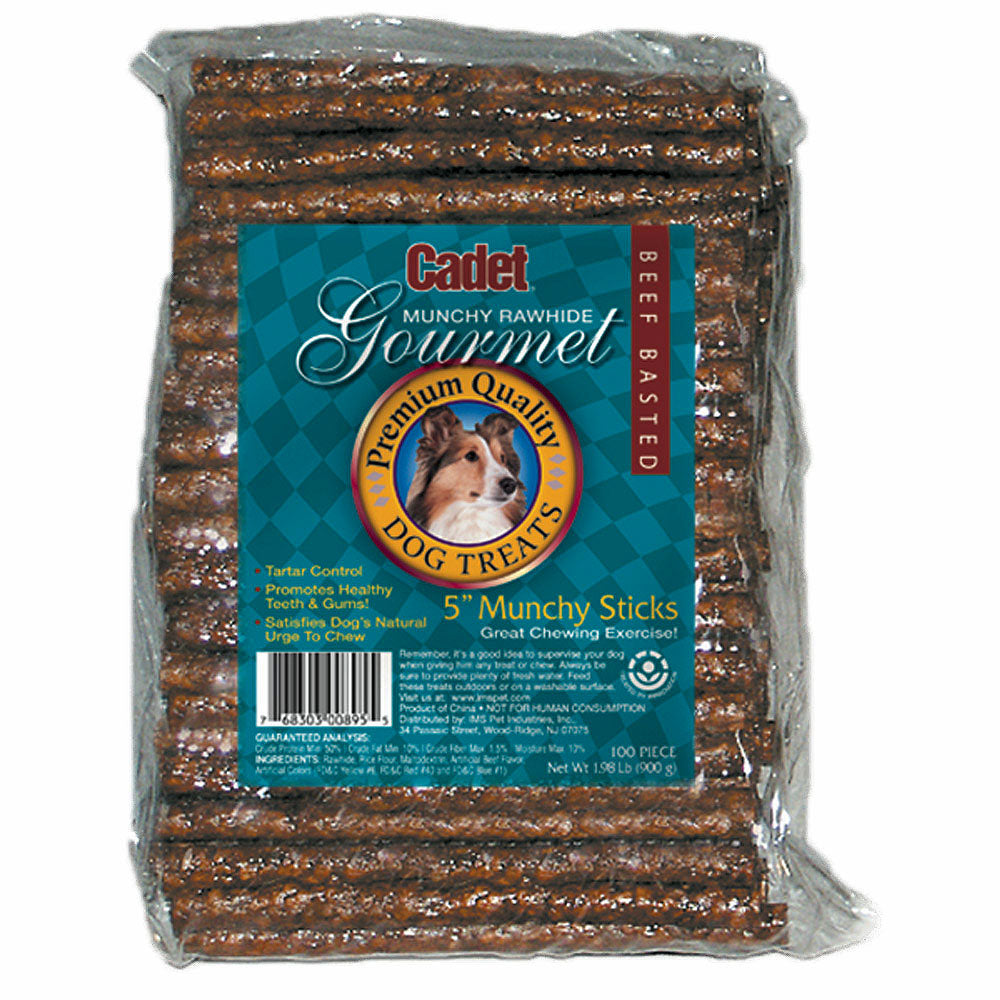 Cadet Rawhide Munchy Sticks Beef Basted 5" 100 Pack