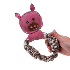 DOOG Country Tails Dog Toy Pig Head Rope Ring-2