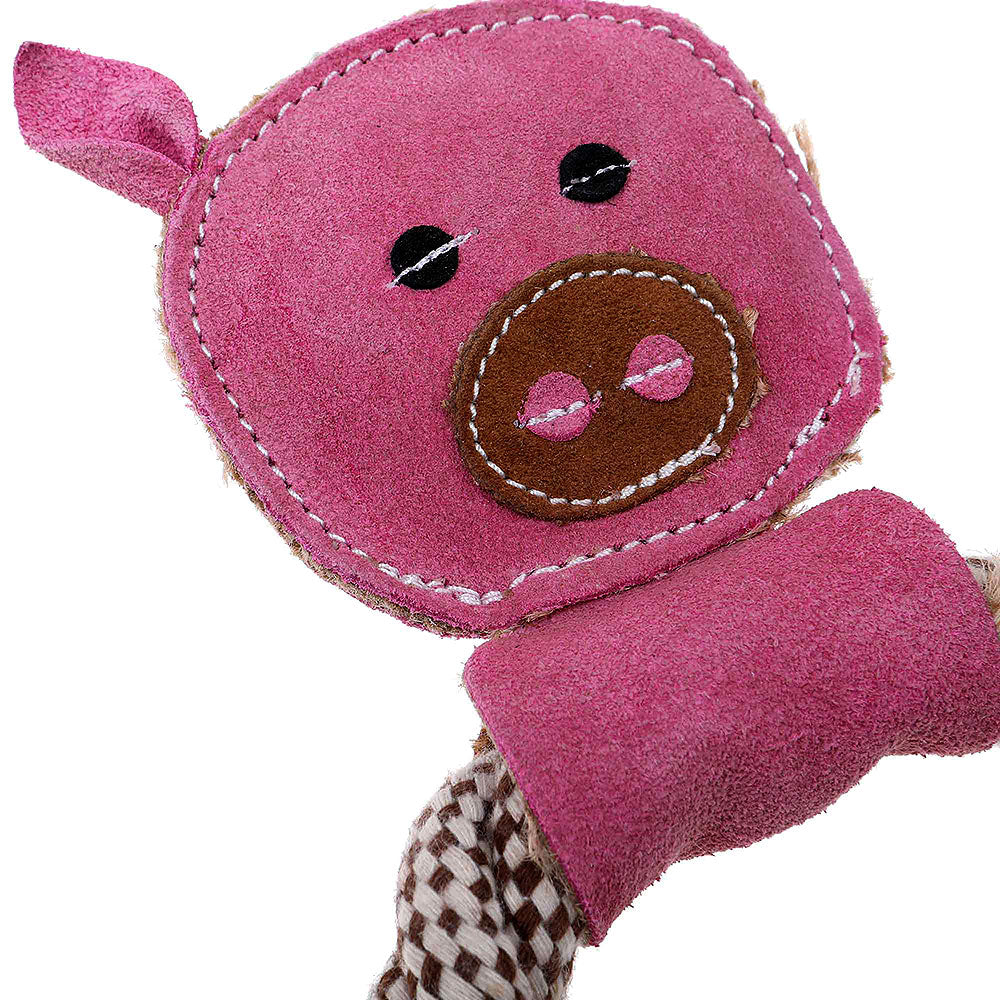 DOOG Country Tails Dog Toy Pig Head Rope Ring-3