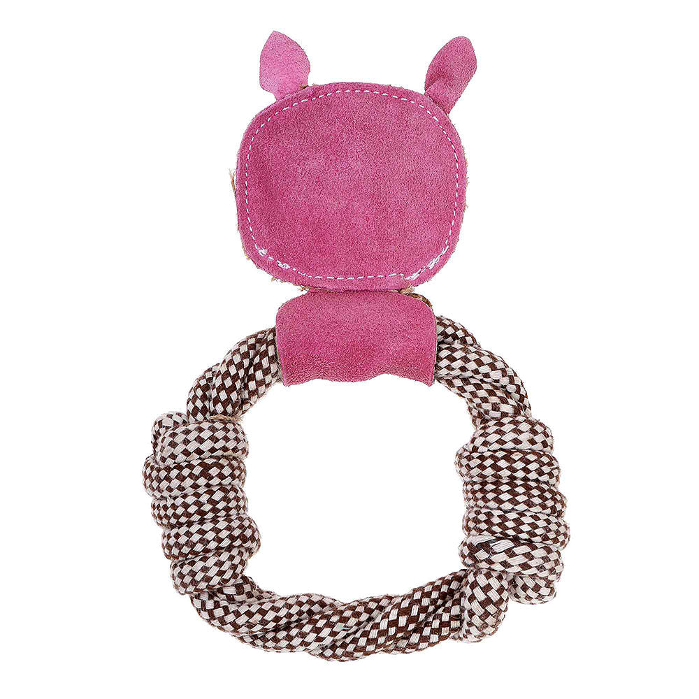 DOOG Country Tails Dog Toy Pig Head Rope Ring-4