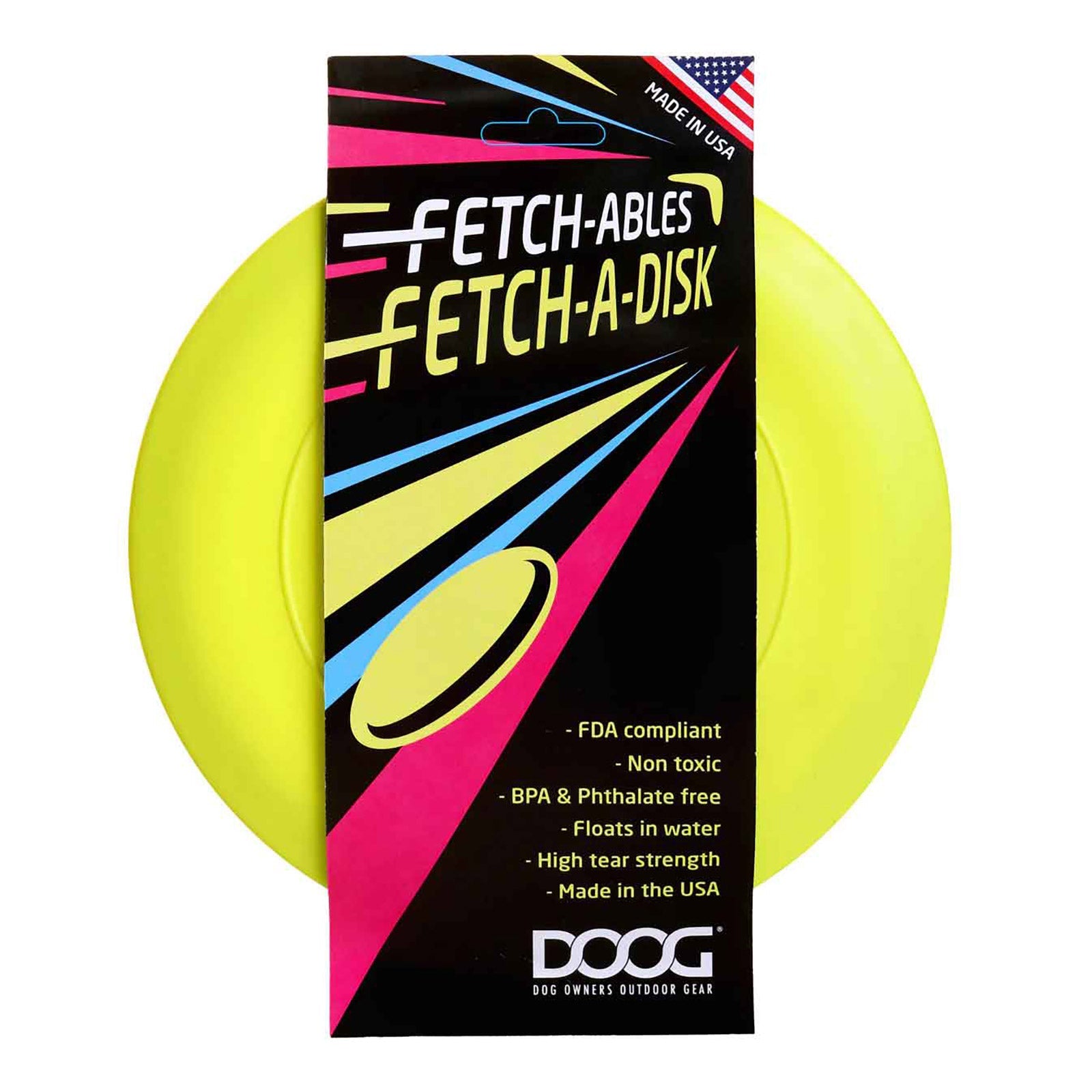 DOOG Fetch-ables Fetch-A-Disc Dog Toy Yellow