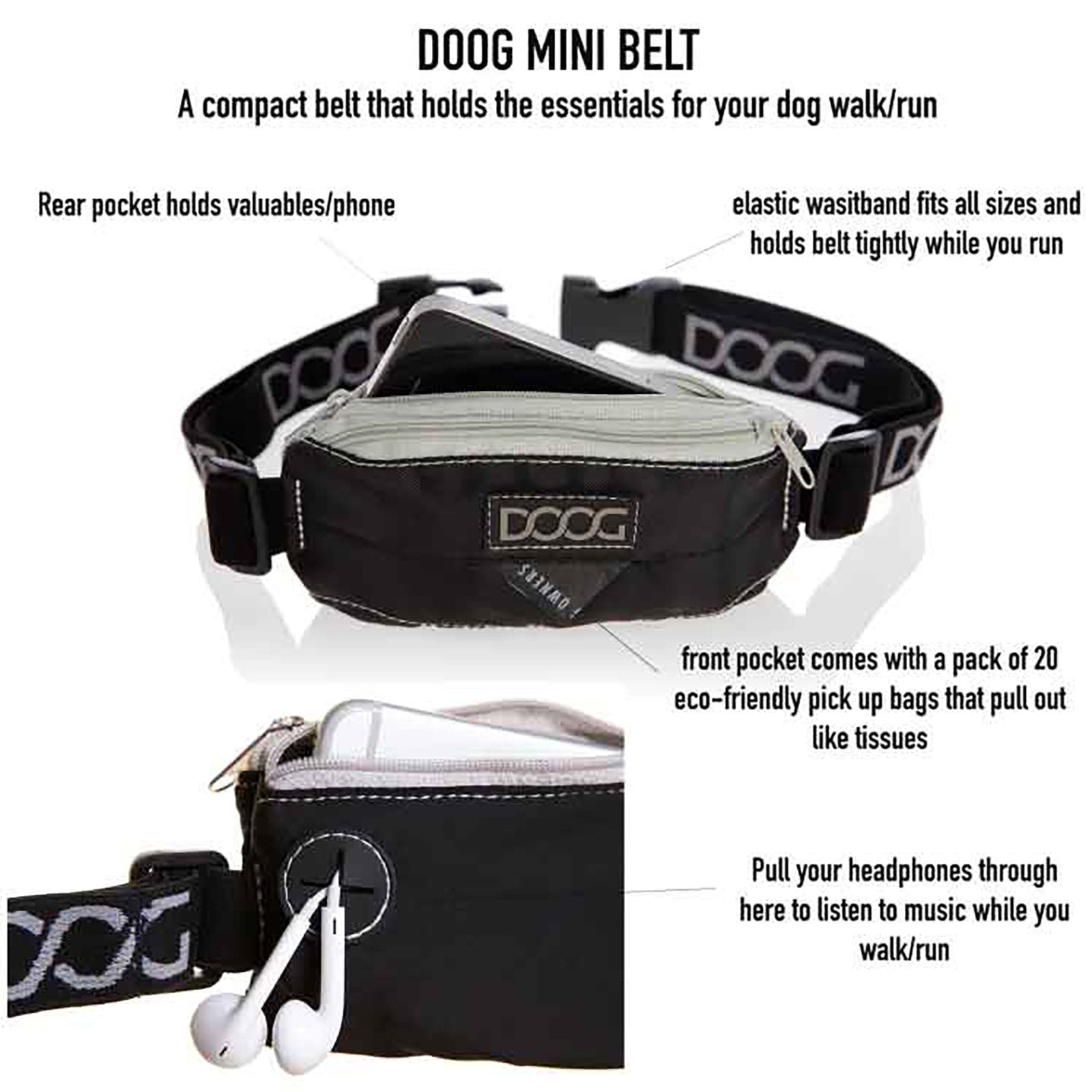 DOOG Mini Running Belt Mini Black-2