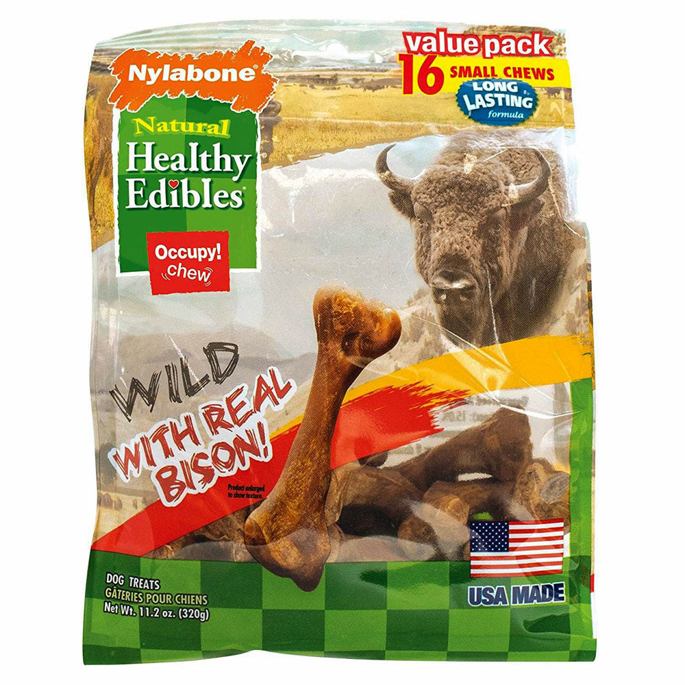 Nylabone Healthy Edibles Wild Chew Treats Bison Small 16 count